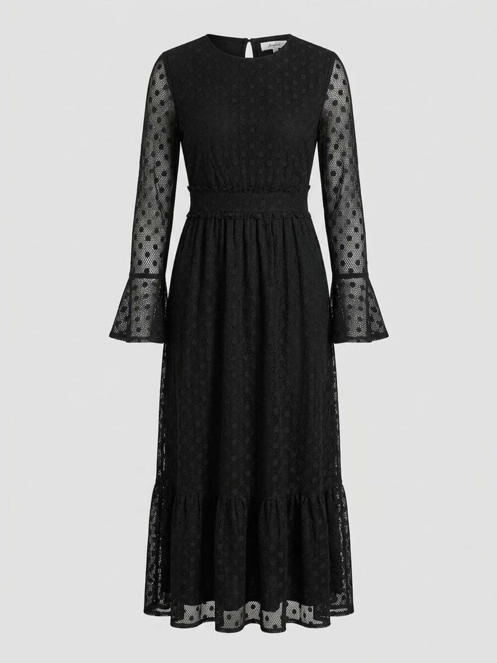 New YOXUA Women's Casual Dresses 3/4 Sleeve V Neck Button Tie Waist black XL